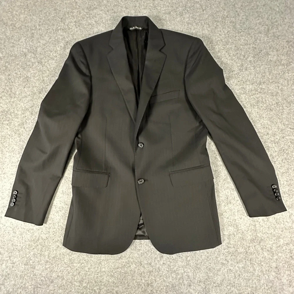 Ermenegildo Zegna Saks Fifth Avenue Blazer Mens 38 Black Wool Slim Fit